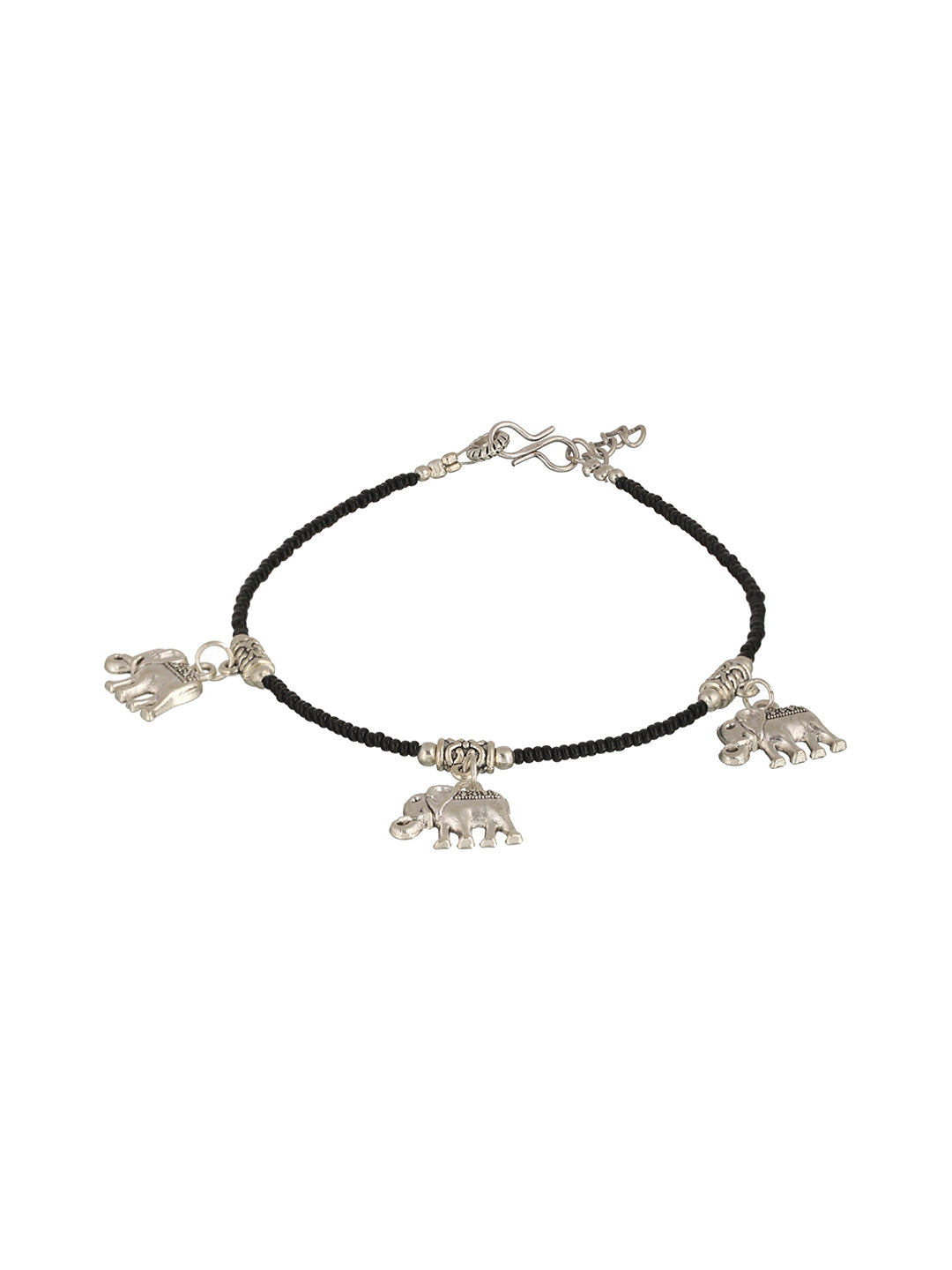 Set Of 3 Oxidised Silver Plated Payal Anklet