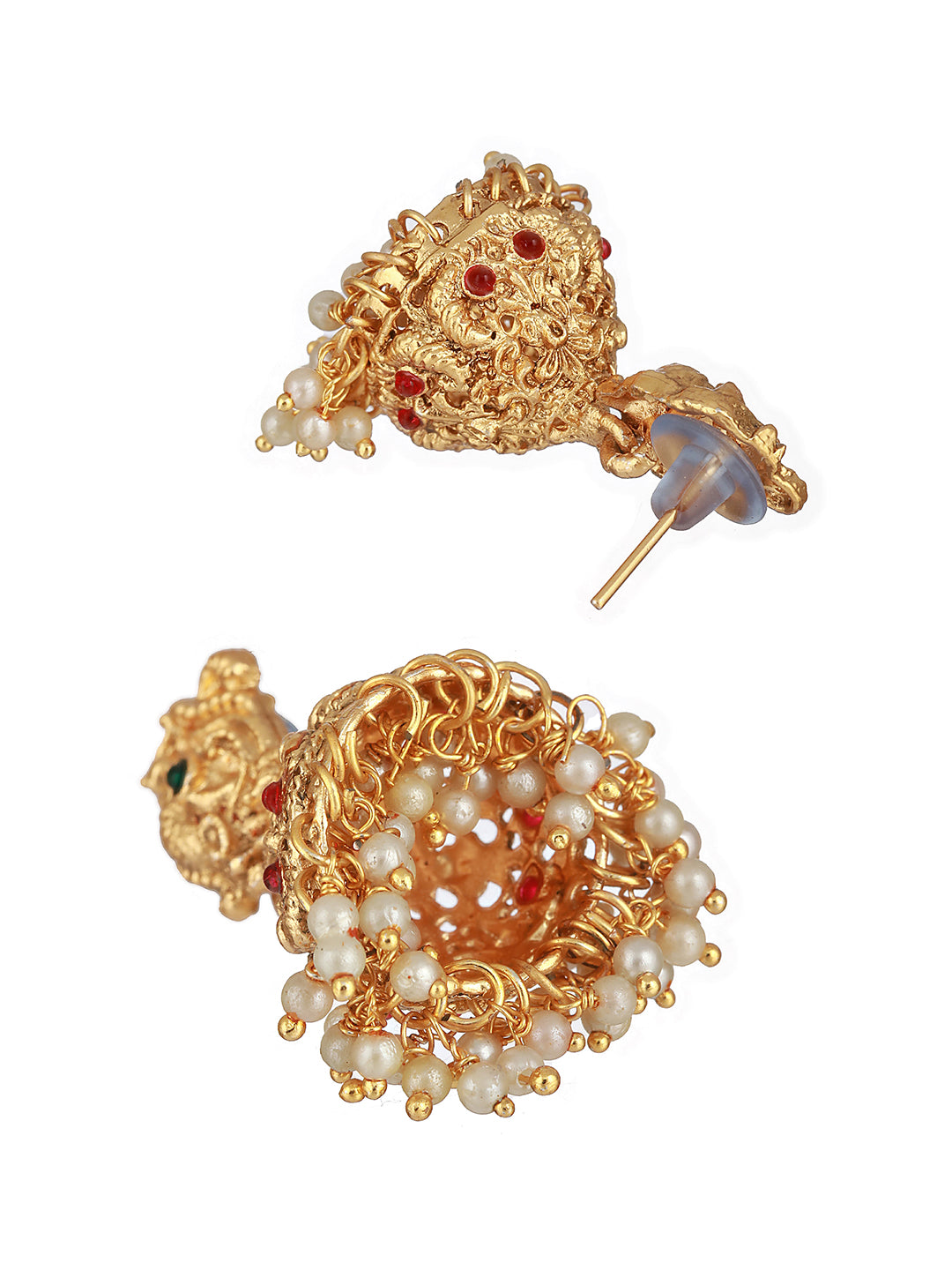 Gold Mango Pearl Drops Temple Lakshmi Devi Haram Necklace  Jewellery Set