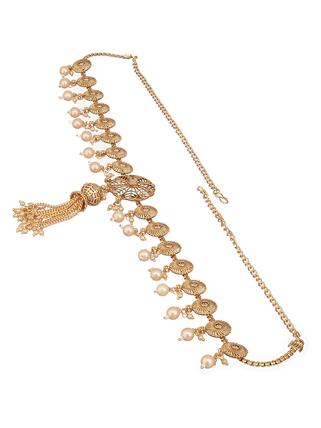 Gold Plated Pearl Beaded Folral Trendy Hip Chain  Kamarbandh