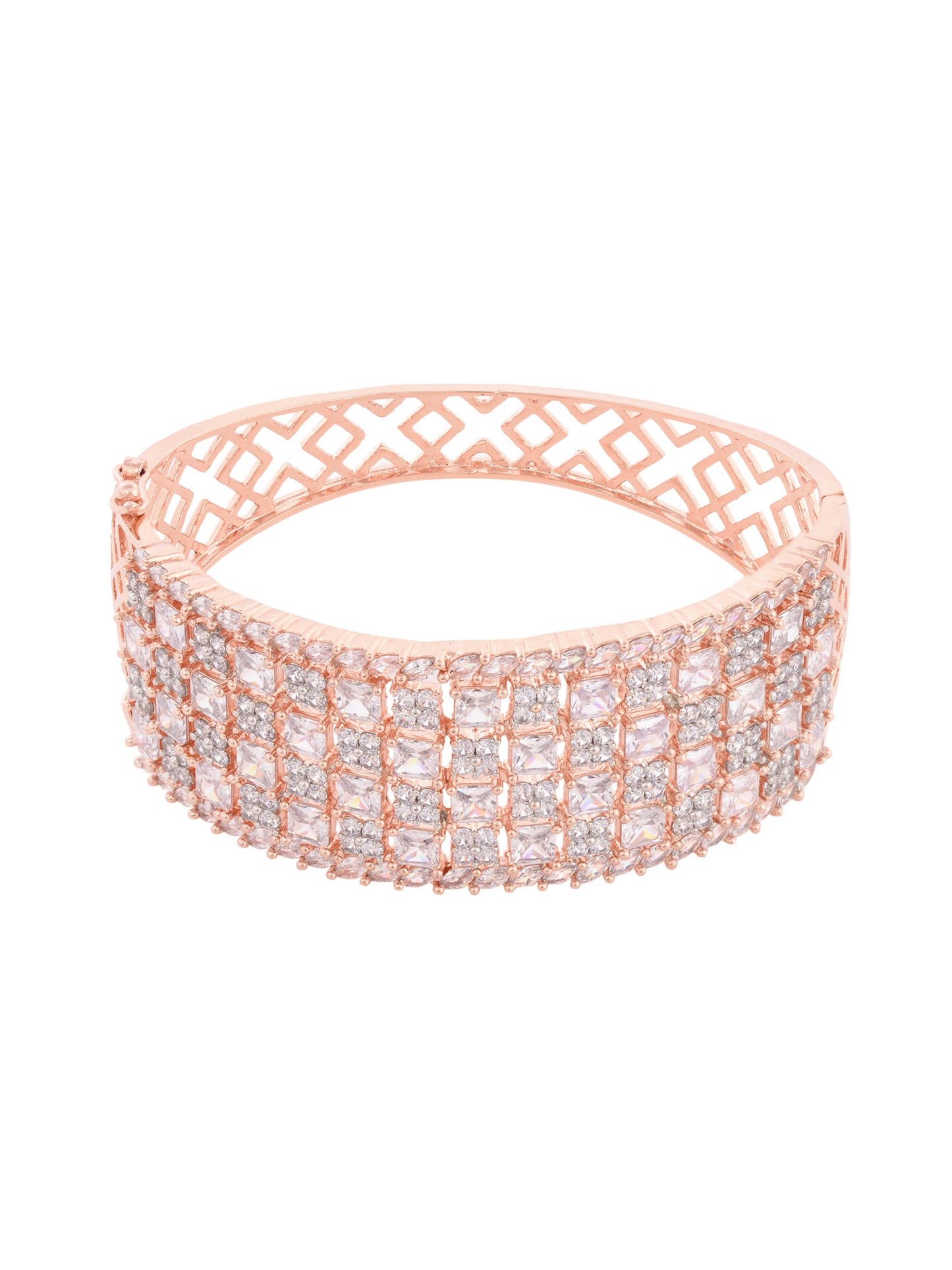 Rose Gold Plated White AD studded Handcrafted Contemporary Barcelet