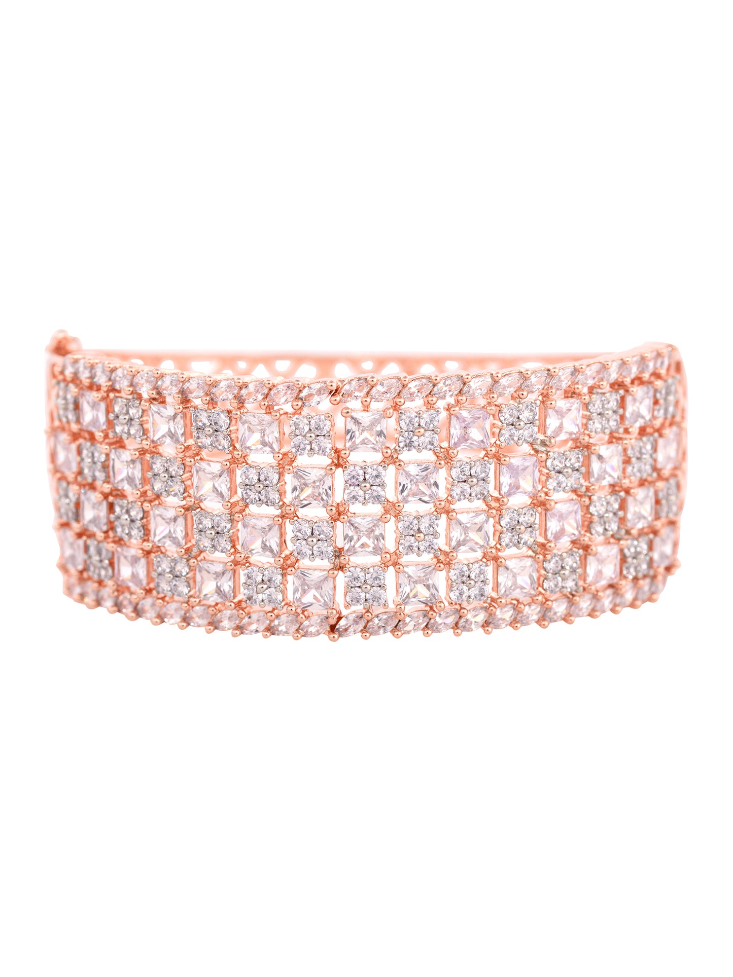 Rose Gold Plated White AD studded Handcrafted Contemporary Barcelet