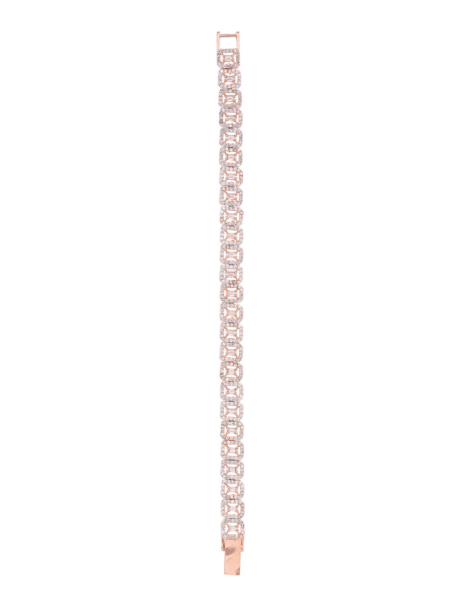 Rose Gold Plated White AD studded Tennis wraparound Bracelet