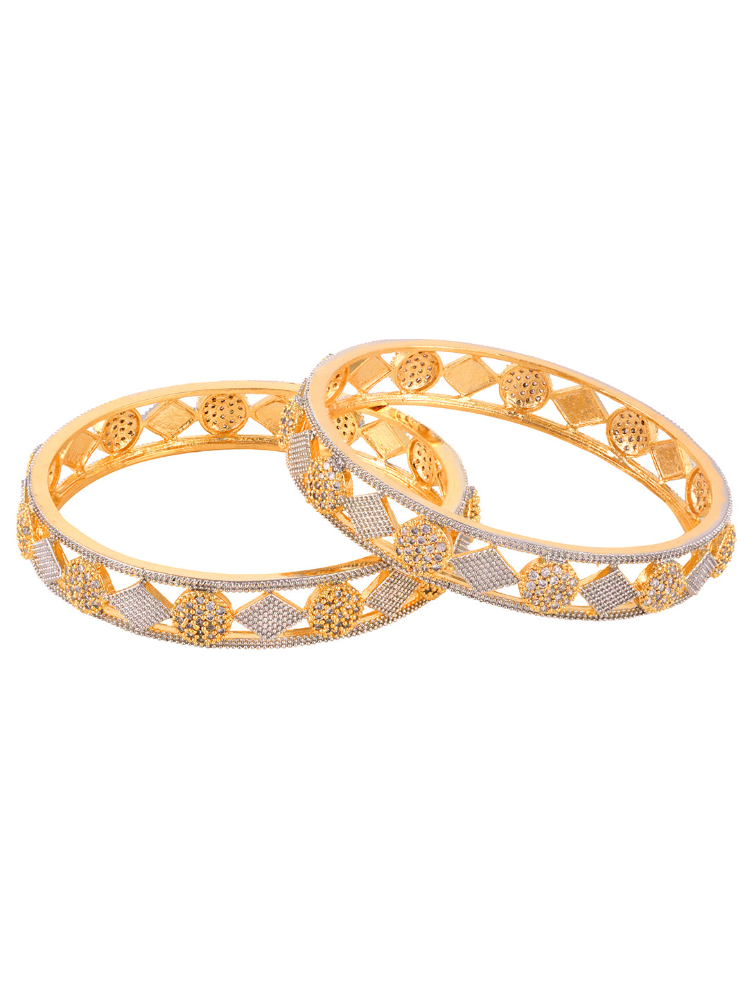 A Pair of 2 Gold Toned Intricate design Bangle Bracelet