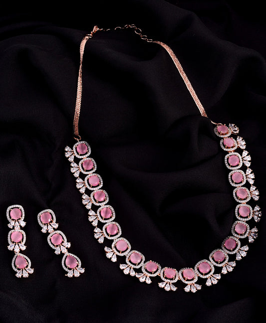 Pastel Pink Designer contemporary Necklace Earrings for women & Girls