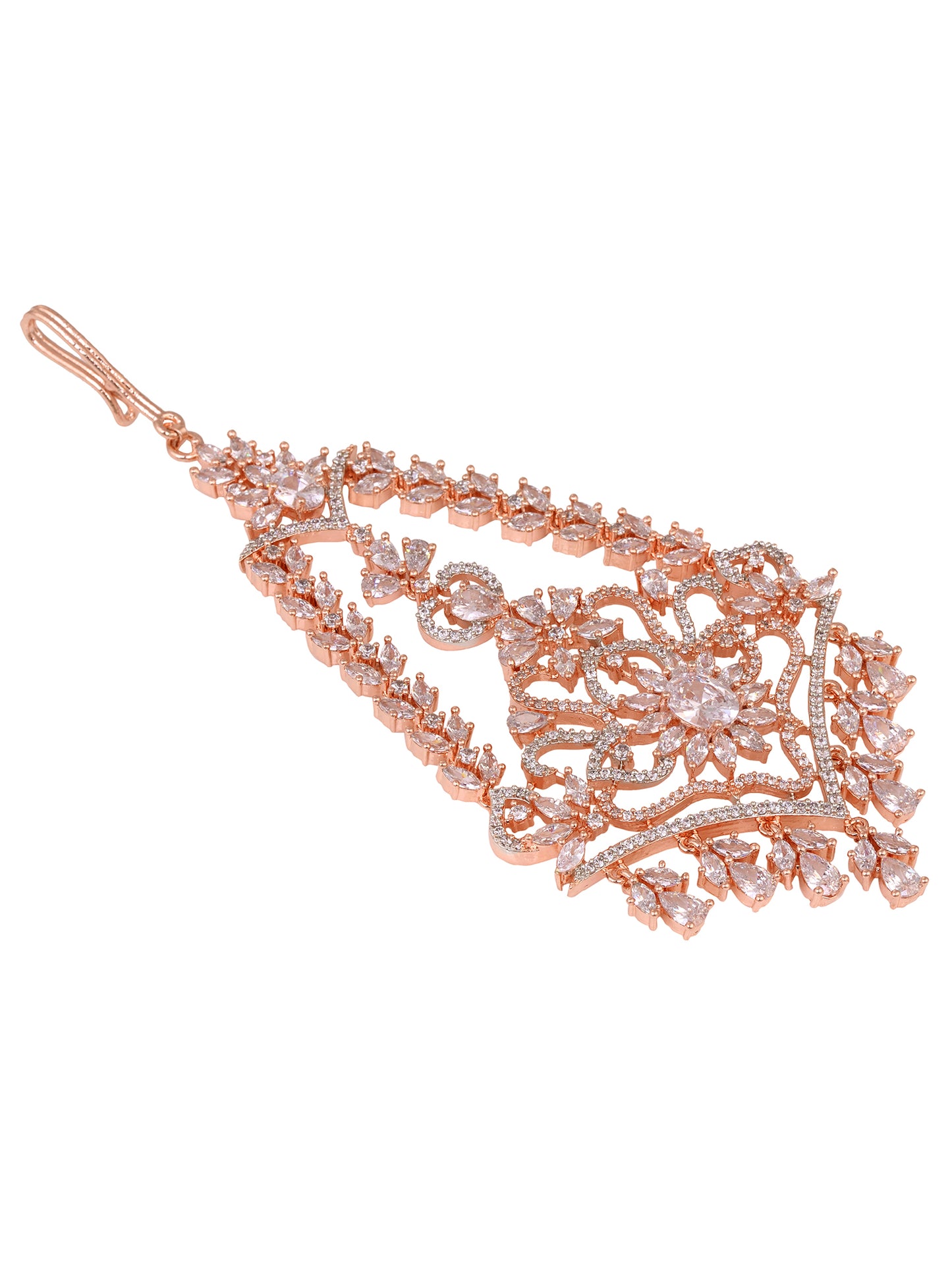 Rose Gold Plated AD studed Jhumar design Passa