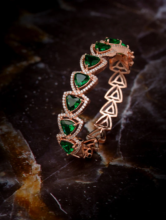 Rose Gold plated Green AD designer Handcrafted Bracelet for Women & Girls