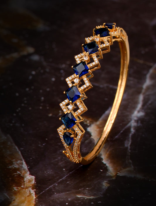 Gold plated Blue AD studded handcrafted stylish Bracelet for Women & Girls