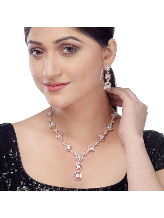 Minimal light weignt diamond necklace set earrings