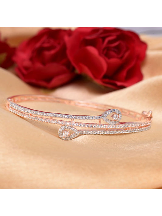 Rose Gold plated AD studded Stylish Modern Handcrafted Bracelet for Women & Girls