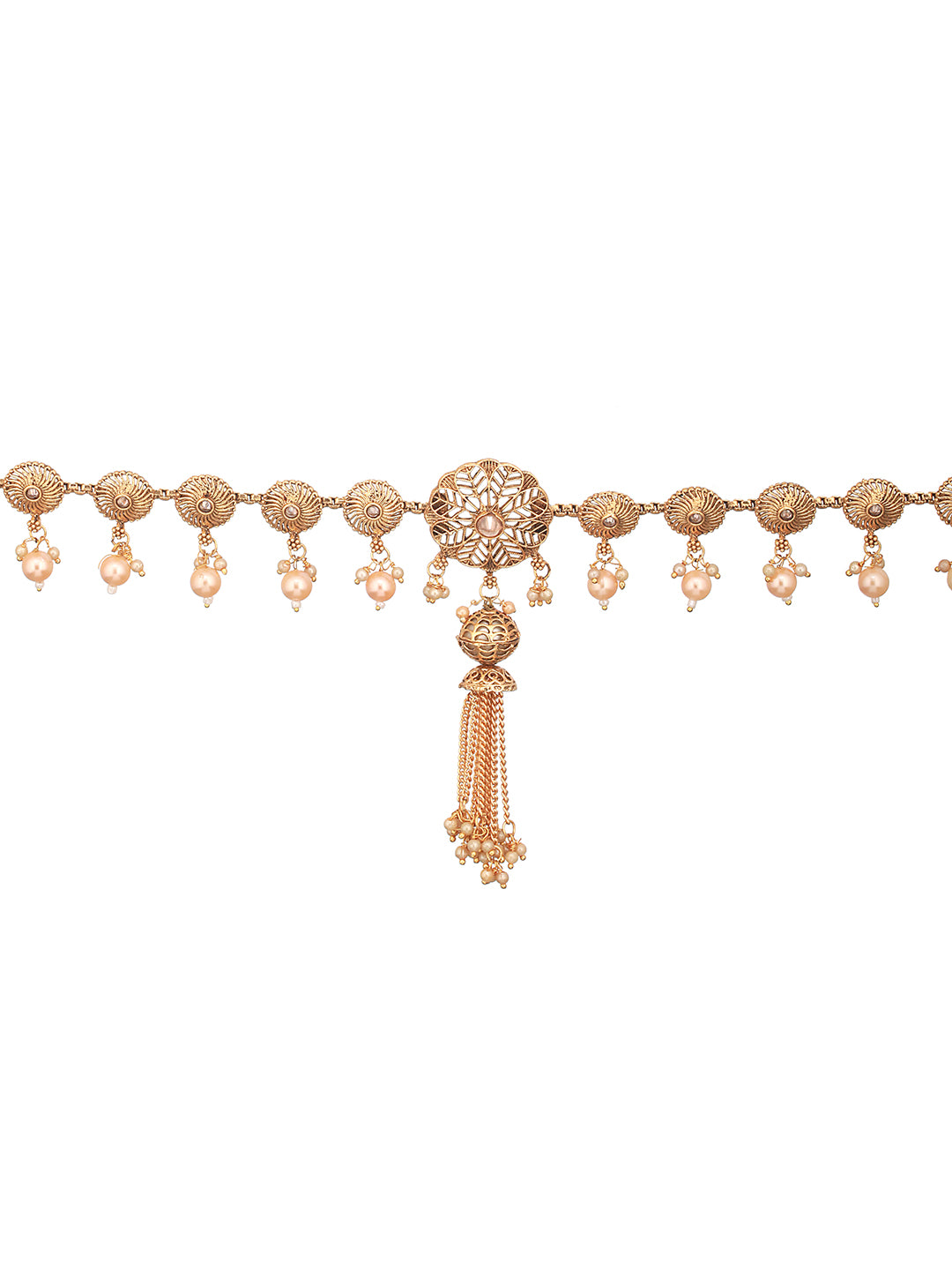 Gold Plated Pearl Beaded Folral Trendy Hip Chain  Kamarbandh