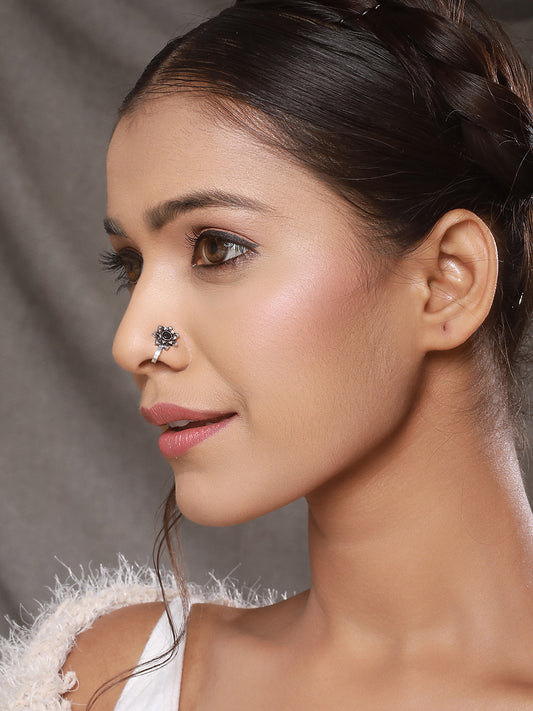 Oxidised Silver Plated  Trendy Minimal Combo Clip on Nose Ring Nath