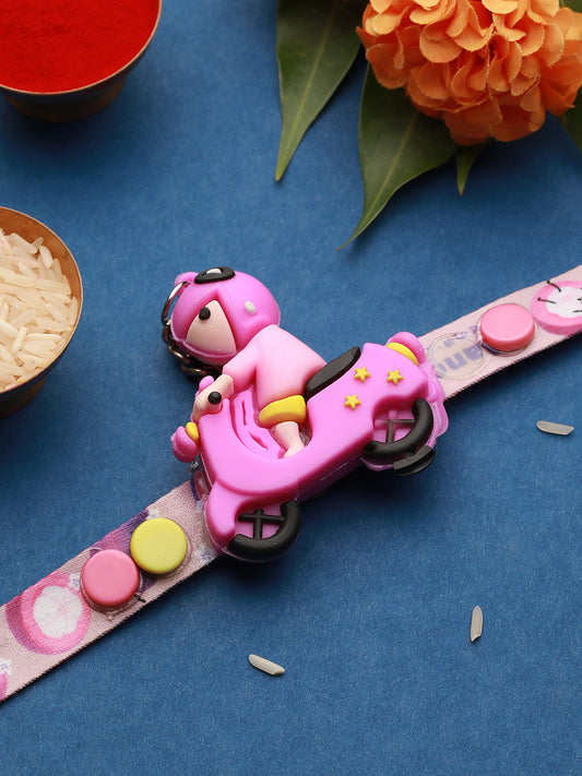 Pink Scooty Shaped Toy Rakhi for Kids