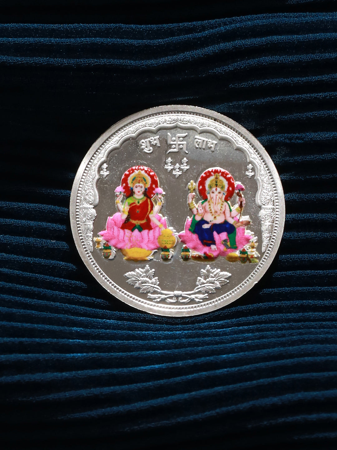 999 Silver  Maa Lakshmi &  Ganeshji  10 gram Colour Silver Coin