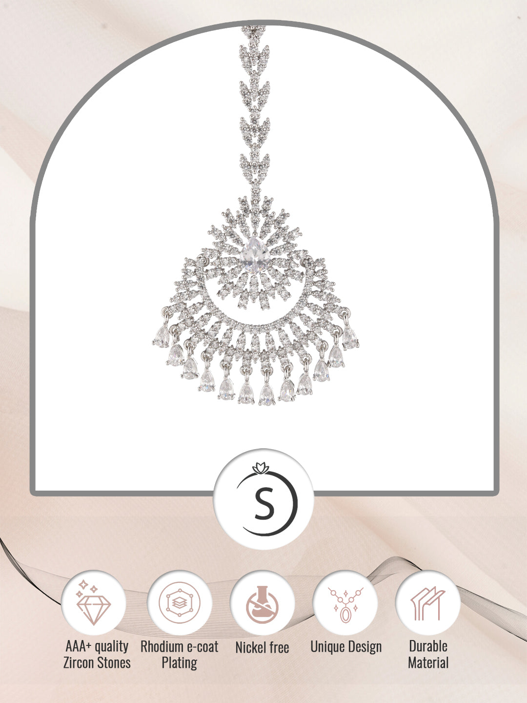 Chandbali style Diamond Maang Tikka Silver plated & AD studded for Women & Girls, zaveri pearls, sale price rs, sale price, sale gold plated, sale gold, sale, rubans, ring, regular price, pri