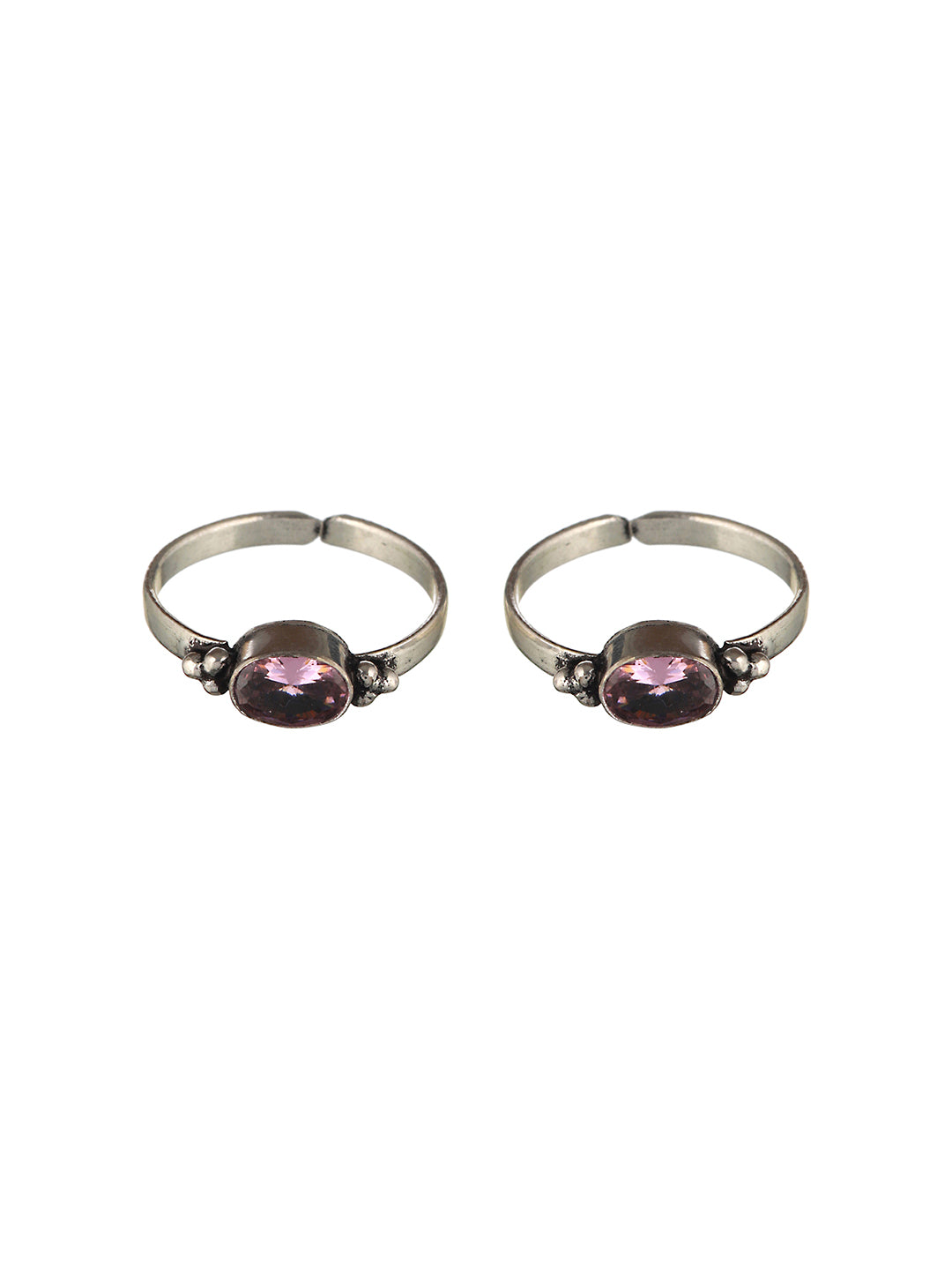 Set Of 2 Silver Plated Pink AD Studded Delicate  Adjustable Toe Ring, zaveri pearls, sale price rs, sale price, sale gold plated, sale gold, sale, rubans, ring, regular price, priyassi jewell