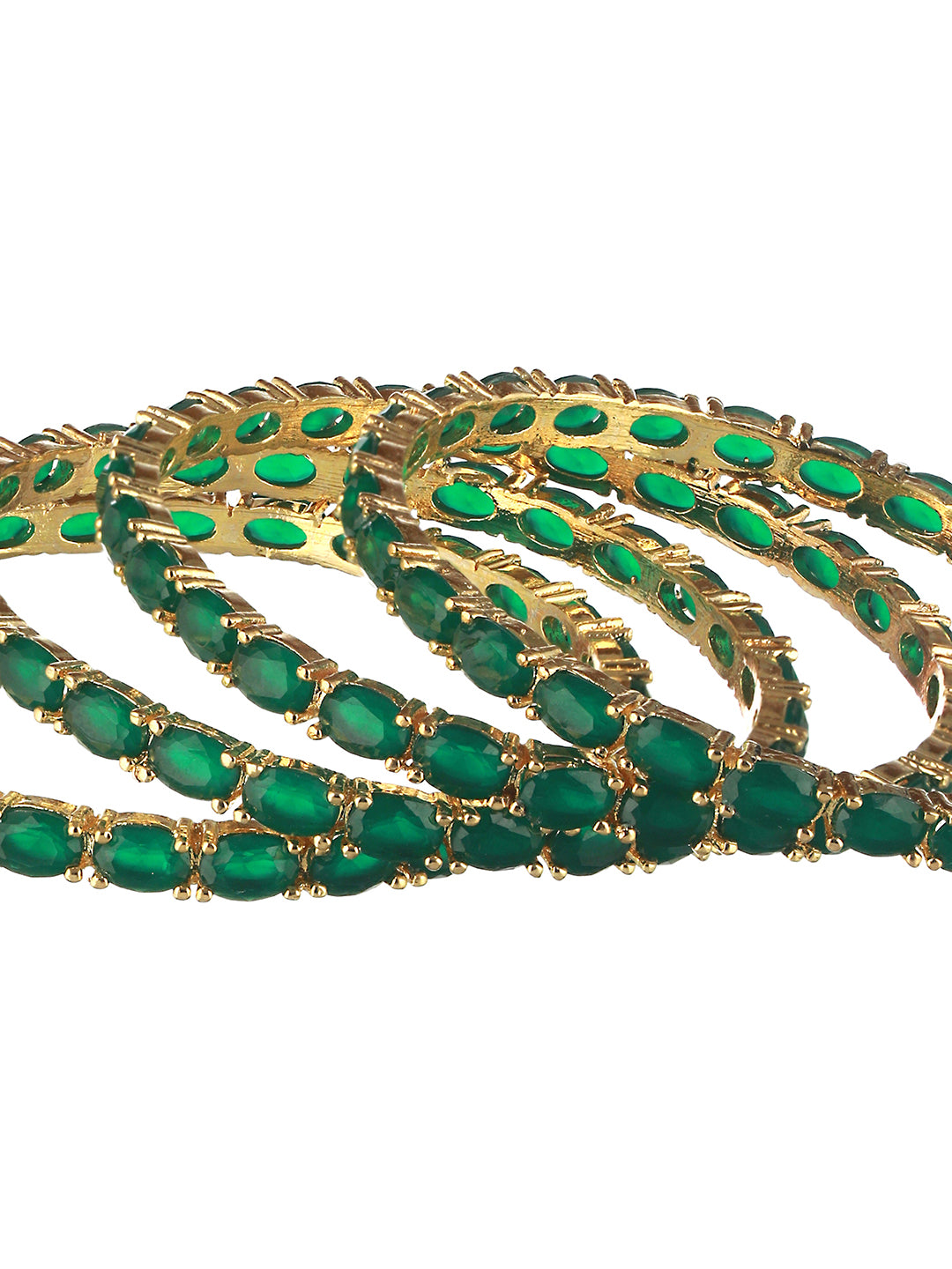 Gold Plated Set of 4 Green Emerald Stone Studded Bangles, zaveri pearls, sale price rs, sale price, sale gold plated, sale gold, sale, rubans, ring, regular price, priyassi jewellery, kushal'