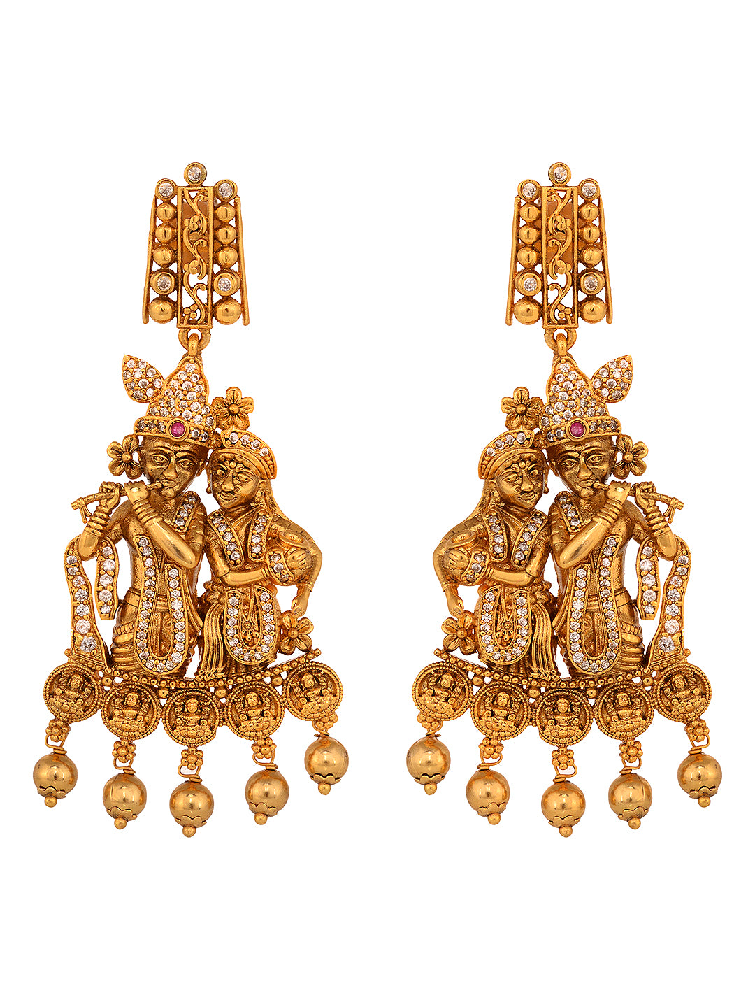 GoldPlated White AD Embellished Temple Radhe Krishna Choker Jewellery Set, zaveri pearls, sale price rs, sale price, sale gold plated, sale gold, sale, rubans, ring, regular price, priyassi j