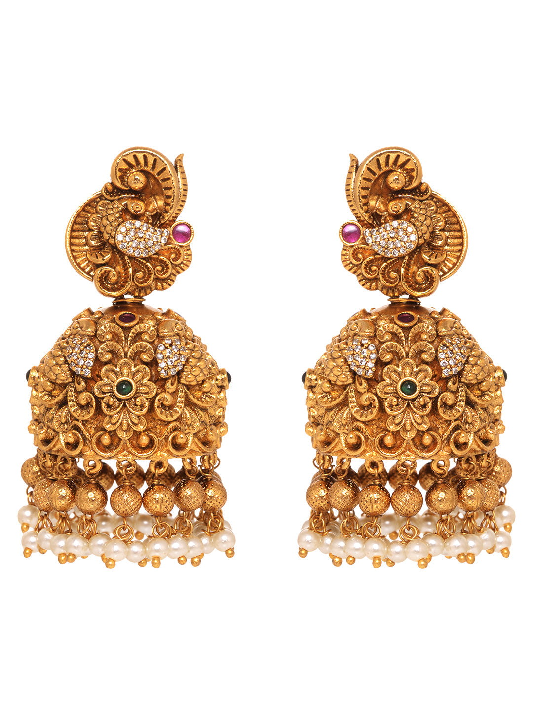 GoldPlated AD Embellished Temple Ram Darbaar Jewellery Set, zaveri pearls, sale price rs, sale price, sale gold plated, sale gold, sale, rubans, ring, regular price, priyassi jewellery, kusha