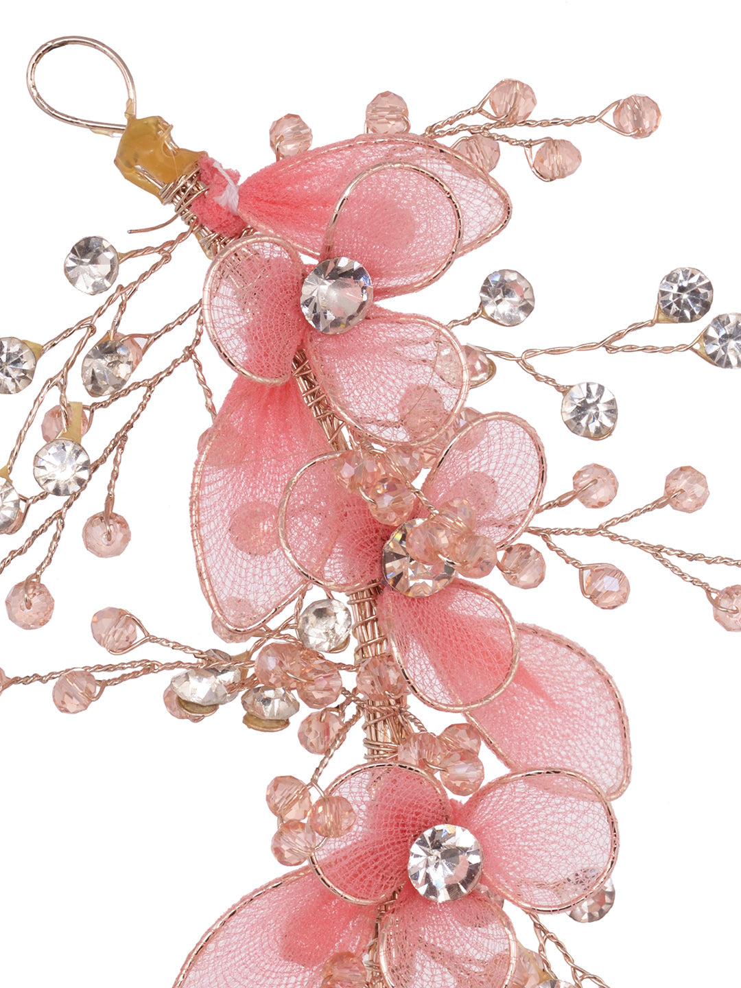 Gold Toned & Pink Stocking Flowers Beaded Tiara Hair Accessory, zaveri pearls, sale price rs, sale price, sale gold plated, sale gold, sale, rubans, ring, regular price, priyassi jewellery, k