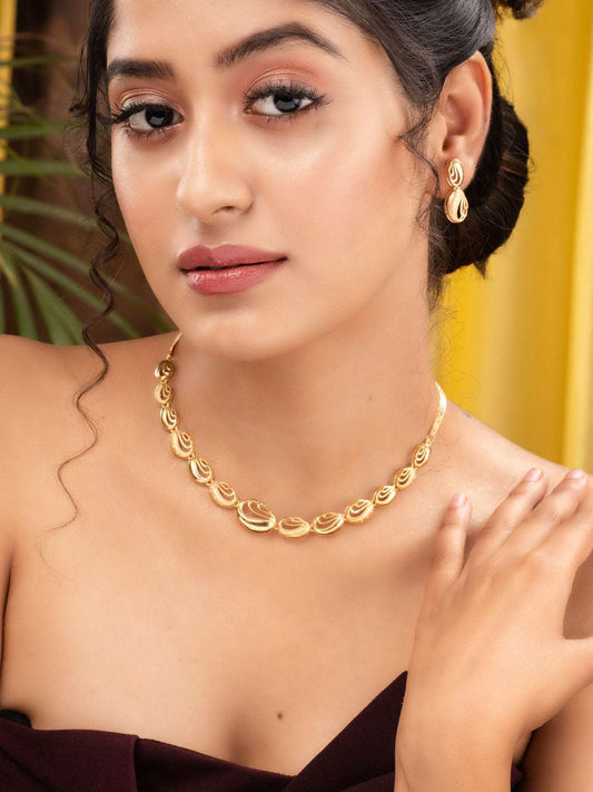 Gold Plated AD Studded Oval shaped Handcrafted Necklace Jewellery Set, zaveri pearls, sale price rs, sale price, sale gold plated, sale gold, sale, rubans, ring, regular price, priyassi jewel