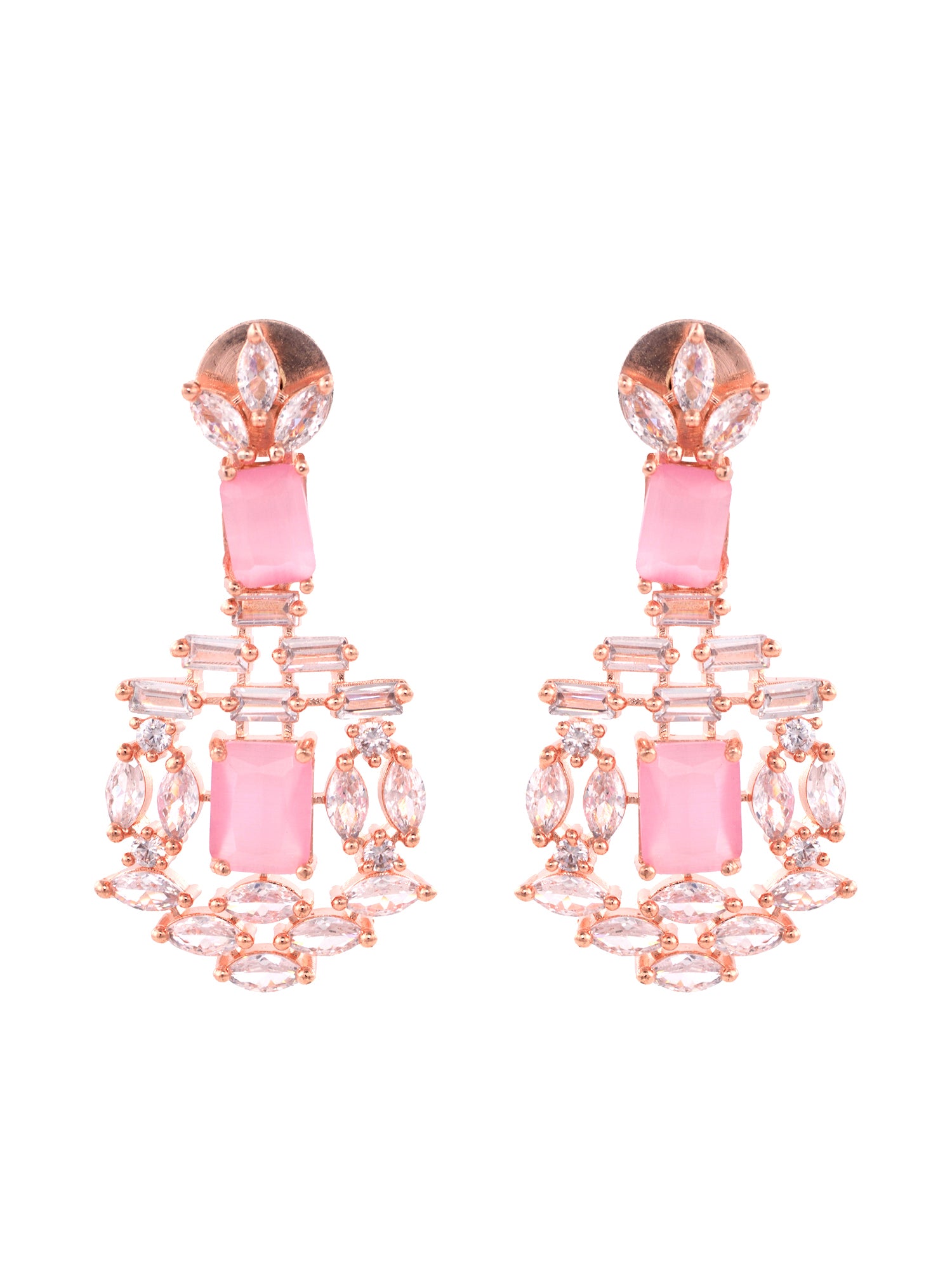 Rose Gold Plated Pink & White AD Studded Choker Earrings &Maang Tika Jewellery Set, zaveri pearls, sale price rs, sale price, sale gold plated, sale gold, sale, rubans, ring, regular price, p