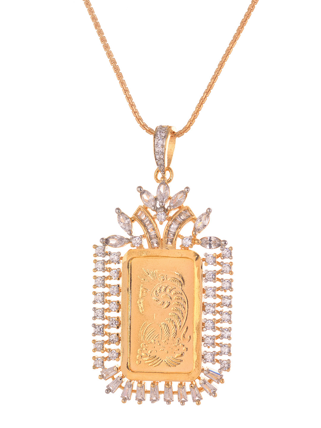 Gold Toned AD Rectangular Ginni Locket Jewellery Set, zaveri pearls, sale price rs, sale price, sale gold plated, sale gold, sale, rubans, ring, regular price, priyassi jewellery, kushal's - 