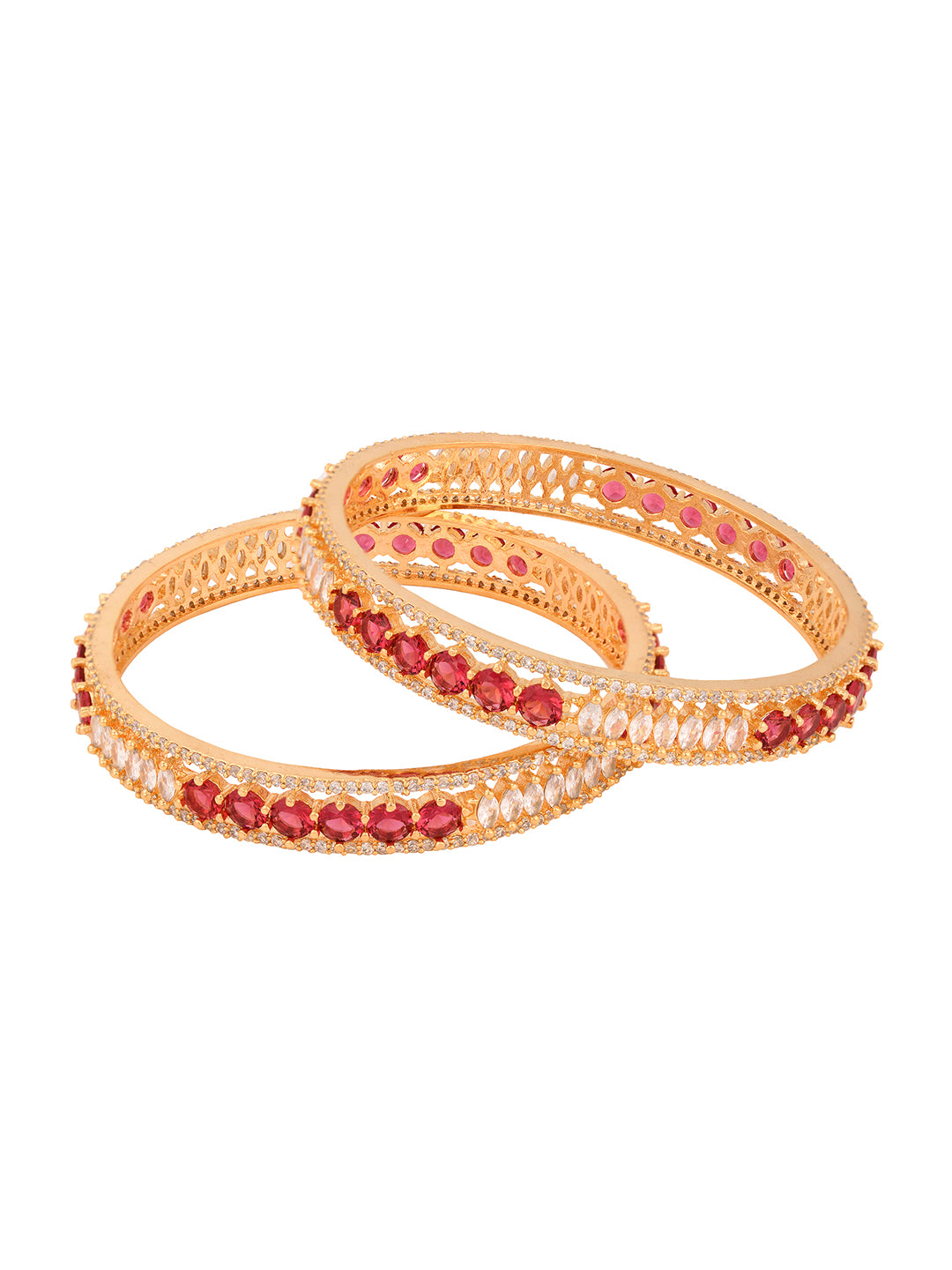 Set Of 2 Red Gold Plated Handmade Red &White AD Studded Bridal Kangan Bangles, zaveri pearls, sale price rs, sale price, sale gold plated, sale gold, sale, rubans, ring, regular price, priyas