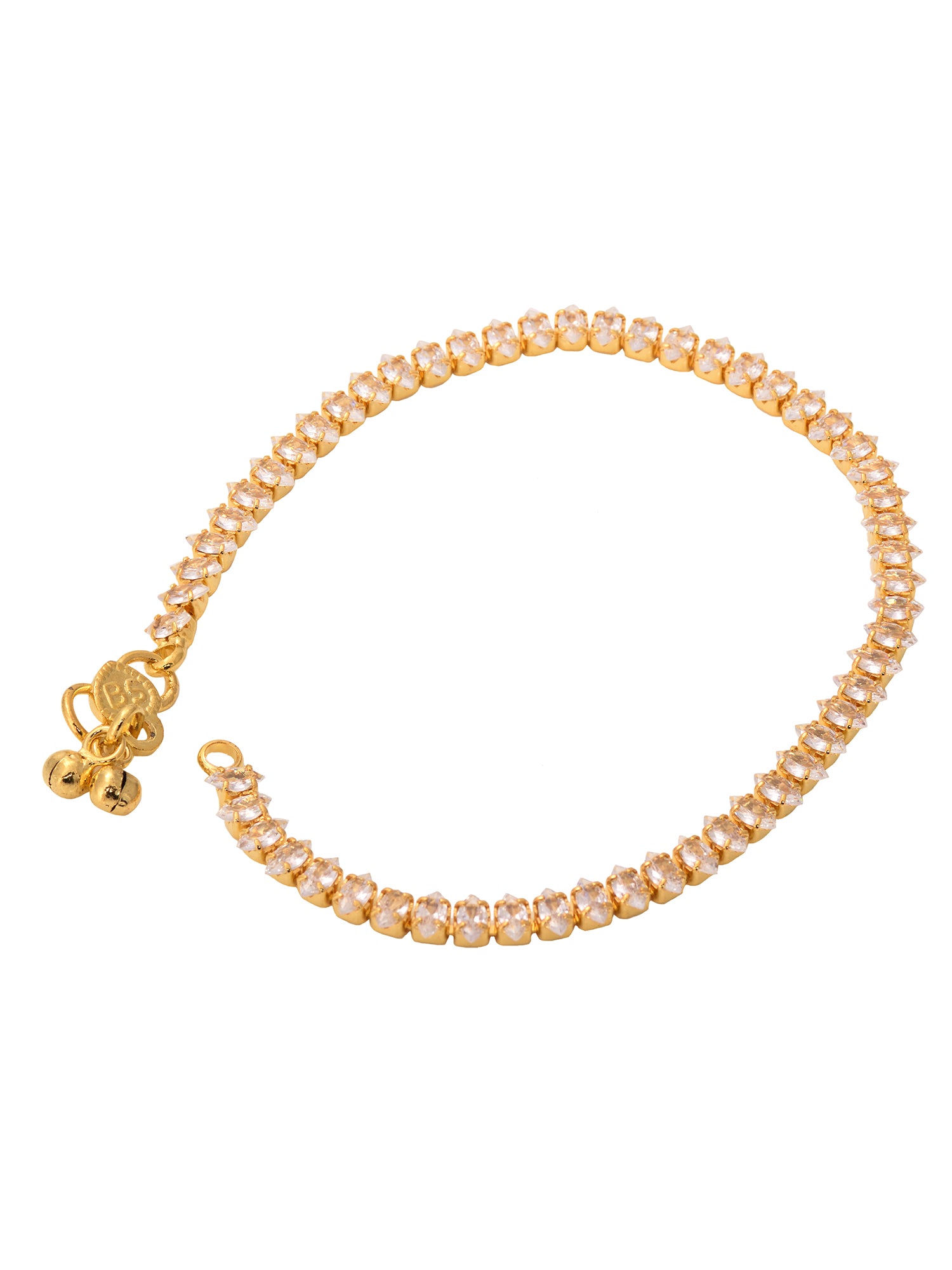 Set Of 2 Gold Plated White AD Studded Modern Payal Anklet, zaveri pearls, sale price rs, sale price, sale gold plated, sale gold, sale, rubans, ring, regular price, priyassi jewellery, kushal