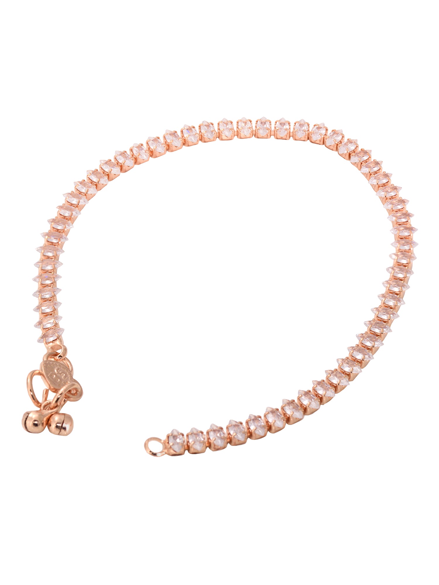 Set Of 2 Rose Gold Plated White AD Studded Payal Anklet, zaveri pearls, sale price rs, sale price, sale gold plated, sale gold, sale, rubans, ring, regular price, priyassi jewellery, kushal's