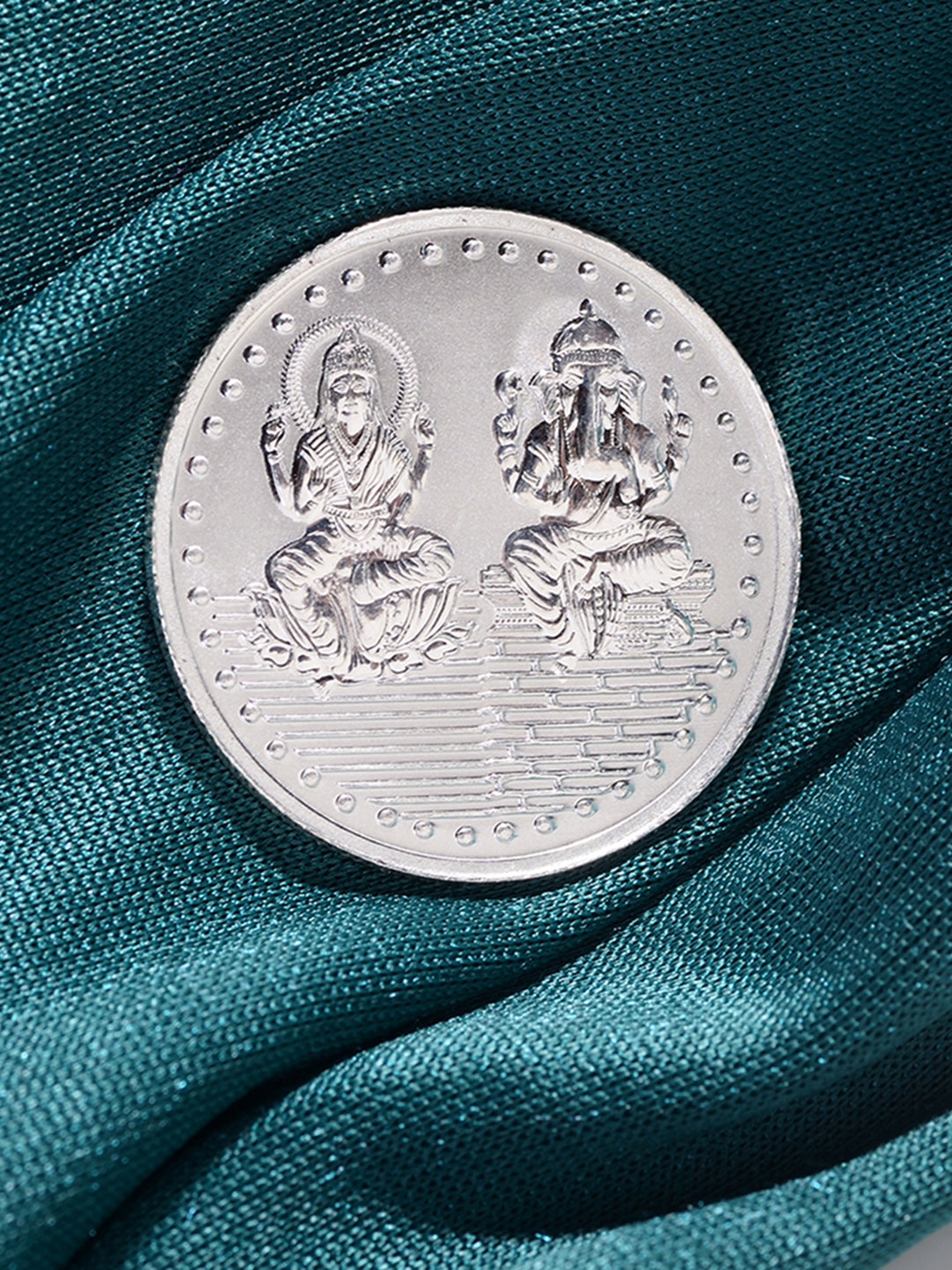 Laxmi Ganesh 10 gram 999 Round Silver Coin, zaveri pearls, sale price rs, sale price, sale gold plated, sale gold, sale, rubans, ring, regular price, priyassi jewellery, kushal's - Saraf RS J