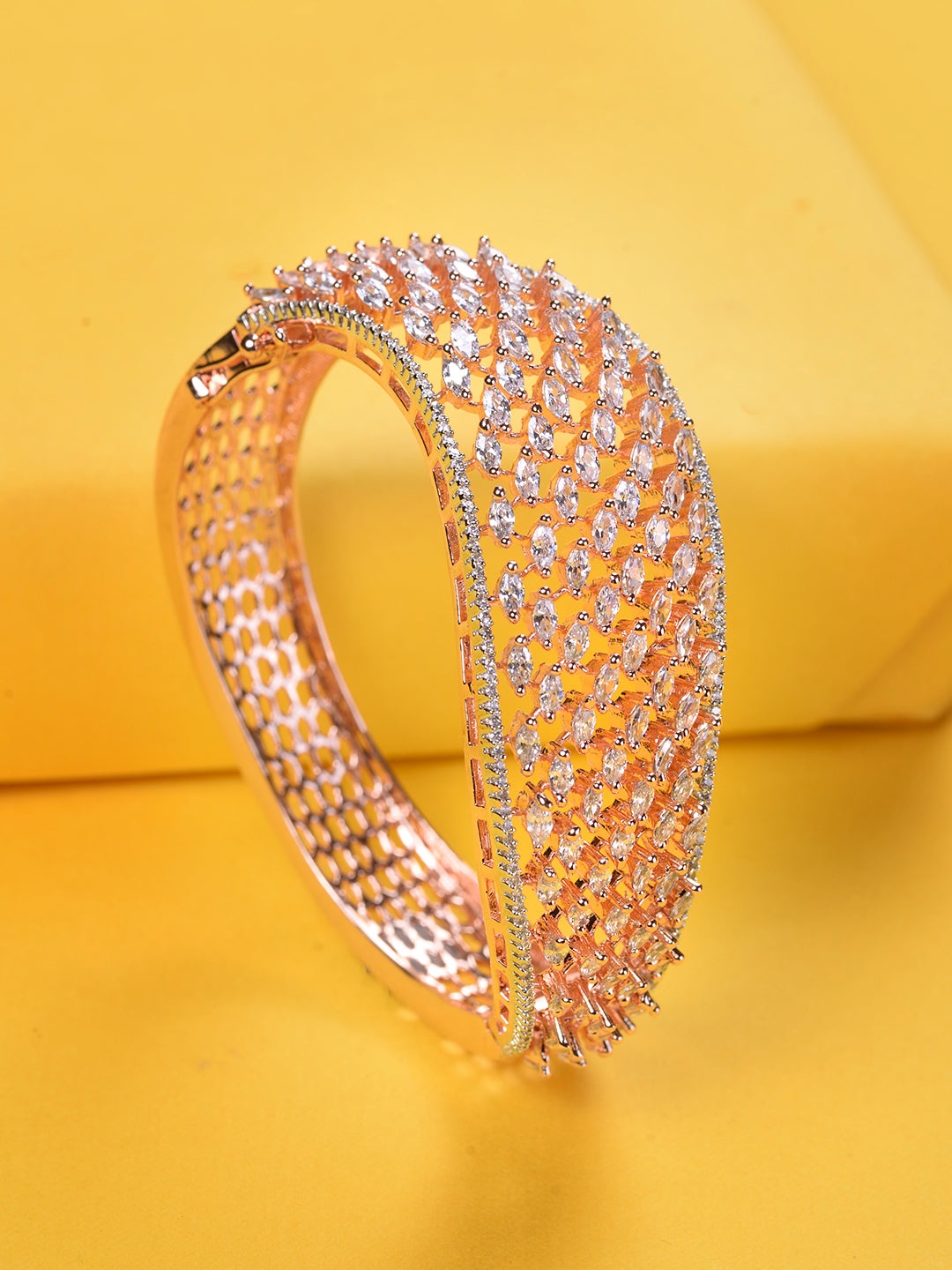 Rose Gold Toned AD Studded Handcrafted Bangle Style Bracelet, zaveri pearls, sale price rs, sale price, sale gold plated, sale gold, sale, rubans, ring, regular price, priyassi jewellery, kus