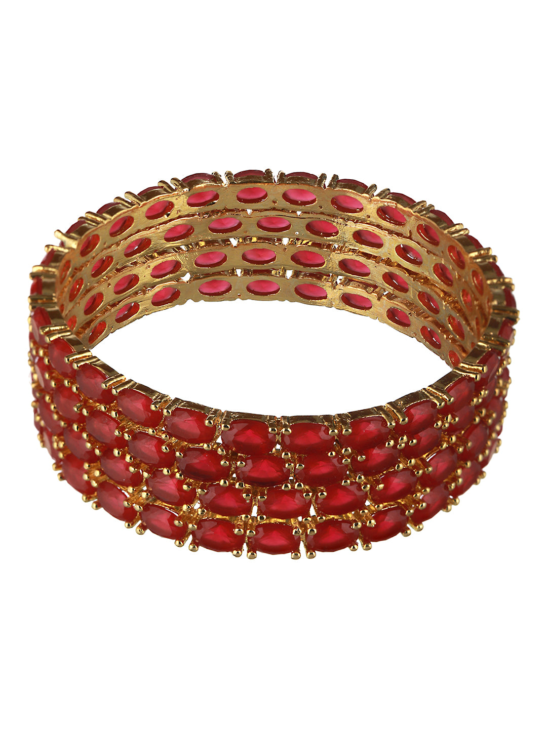 Set of 4 Gold Plated  Red Ruby Stone Studded  Bangles, zaveri pearls, sale price rs, sale price, sale gold plated, sale gold, sale, rubans, ring, regular price, priyassi jewellery, kushal's -