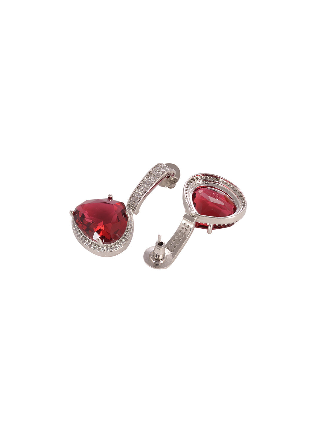 Silver Toned Red AD studdeed Elegant Pendant Earrings Locket Jewellery Set, zaveri pearls, sale price rs, sale price, sale gold plated, sale gold, sale, rubans, ring, regular price, priyassi 
