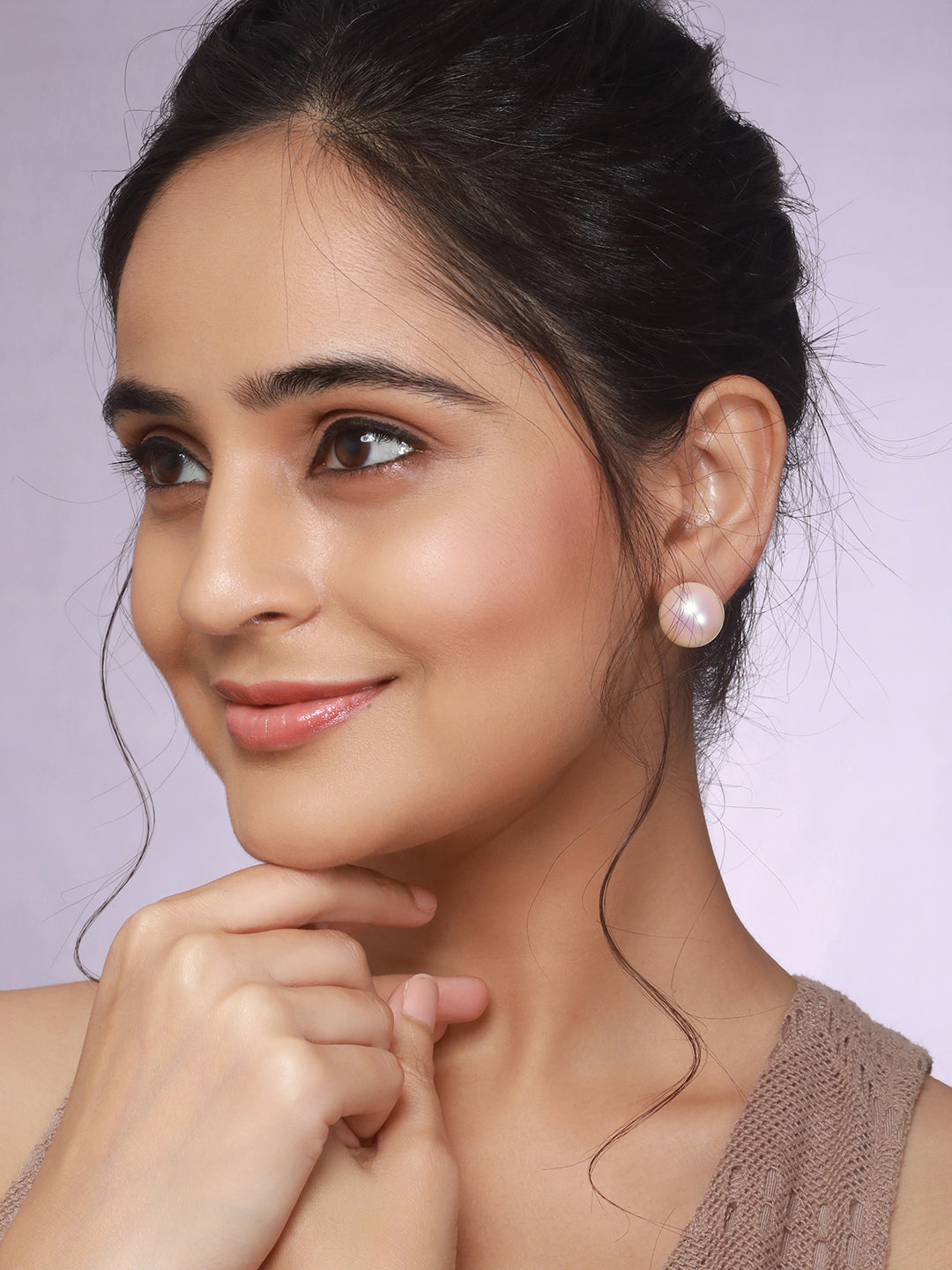 Anti-Tarnish Gold Toned Round  Pearl Studds 16 mm  Studds Earrings