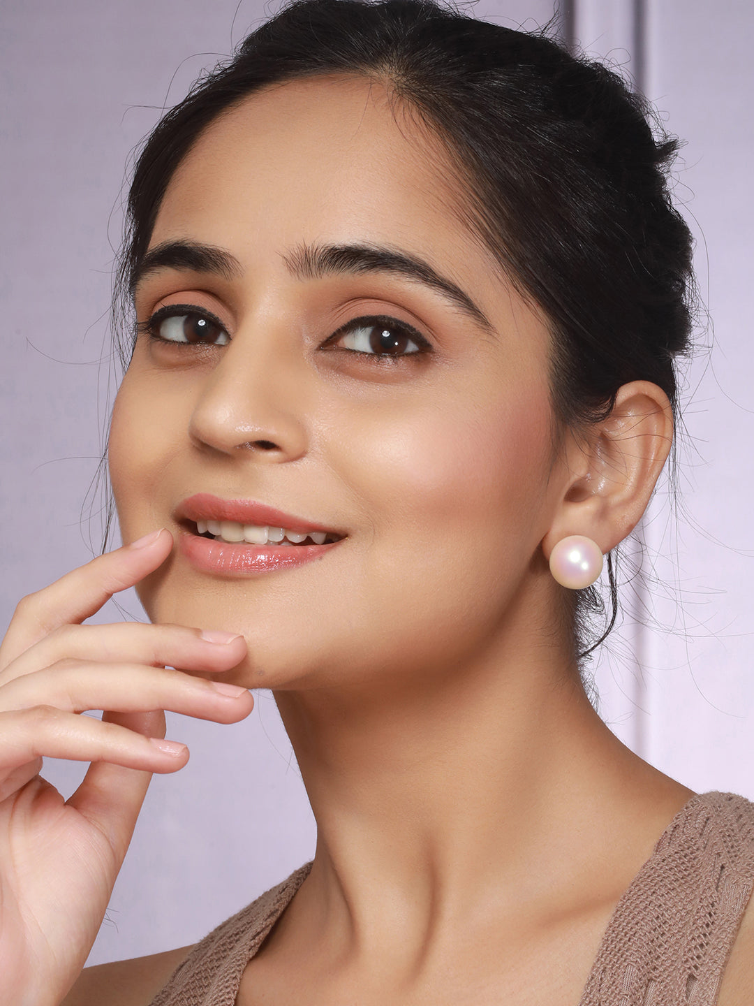 Anti-Tarnish Gold Toned Round  Pearl Studds 16 mm  Studds Earrings