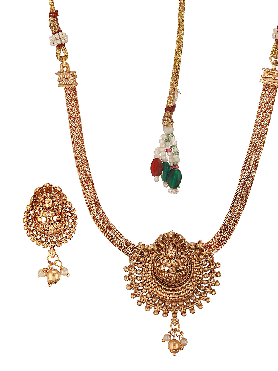 Gold Polish Flexible Brass Chain  Minimal Temple Lakshmiji Jewellery Set