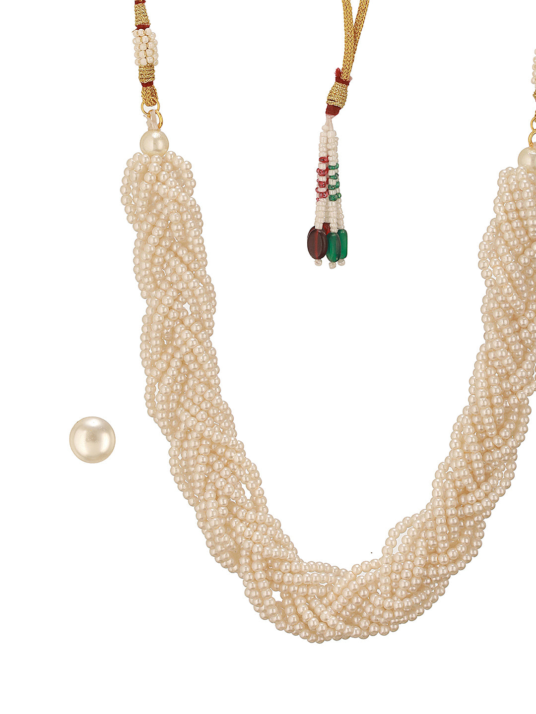 Multi Layered Pearls Braided Choker Jewelry Set