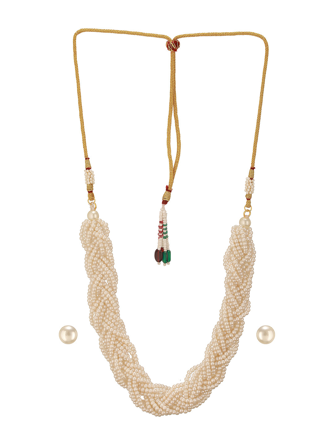 Multi Layered Pearls Braided Choker Jewelry Set