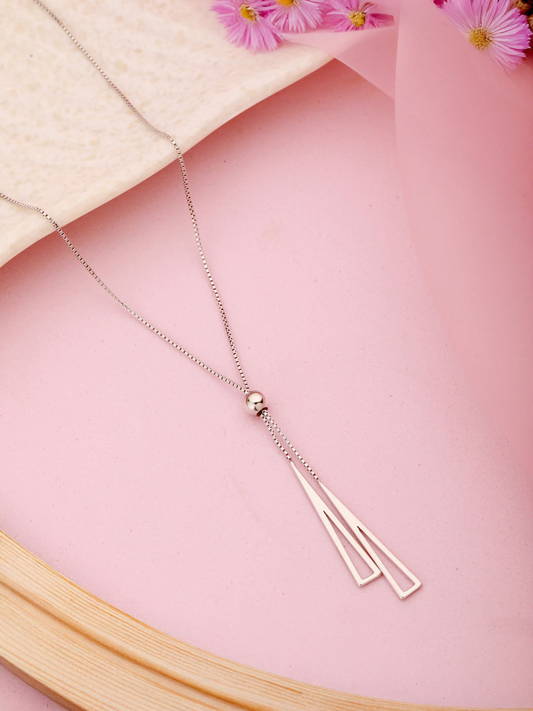 925 Sterling Silver Geometric  Long Tassel Minimal Necklace & Chain