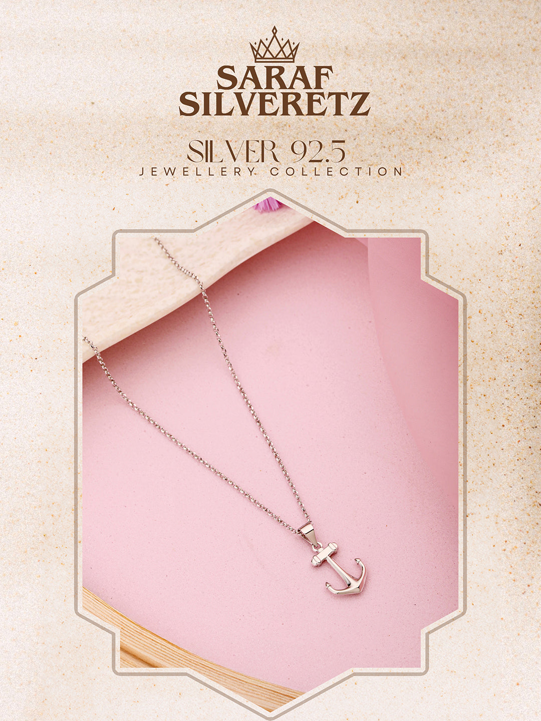 925 Sterling Silver Sea Anchor Trendy Minimal Necklace & Chain