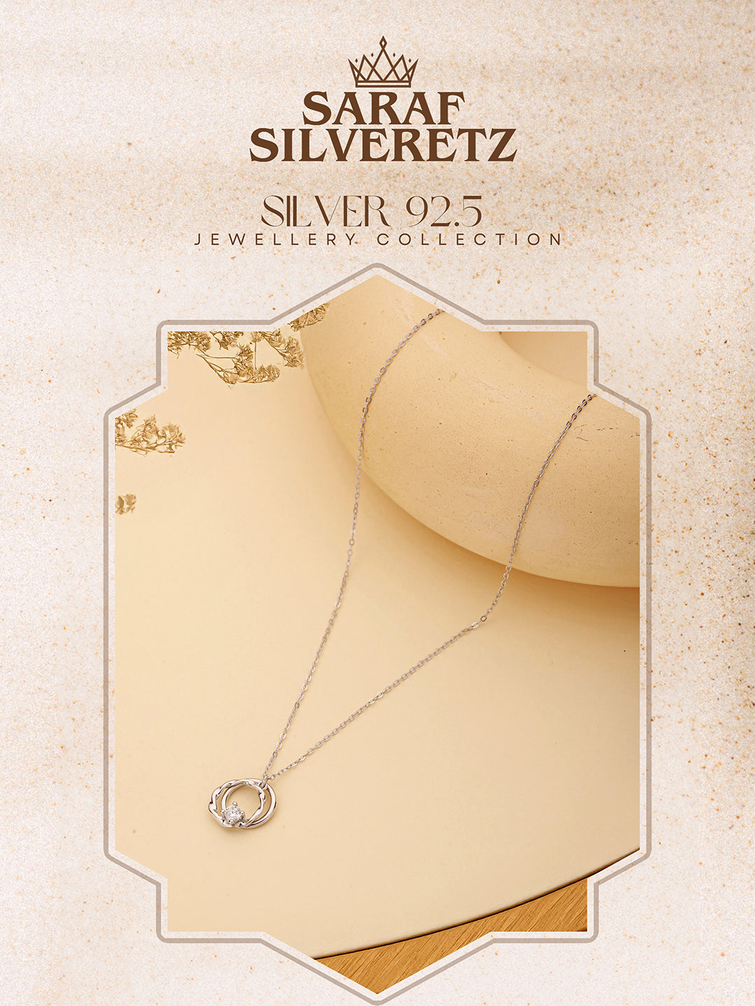 925 Sterling Silver Hearty Circle Of Love Minimal Necklace & Chain