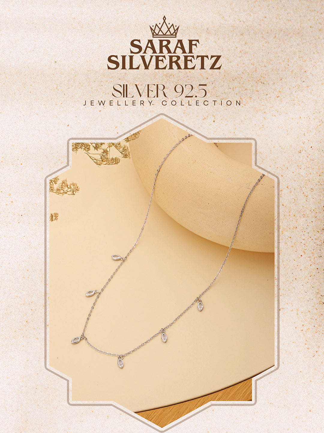 925 Sterling Silver CZ Studded Unique Solitaire Charms Necklace & Chain