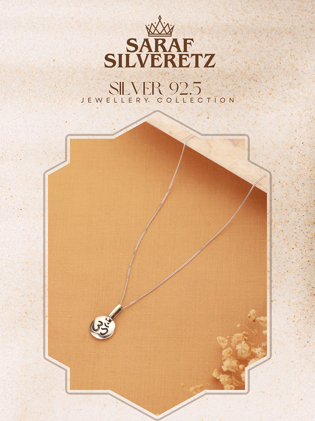 925 Sterling Silver Minimal Dailywear  Om Locket Pendant Necklace & Chain