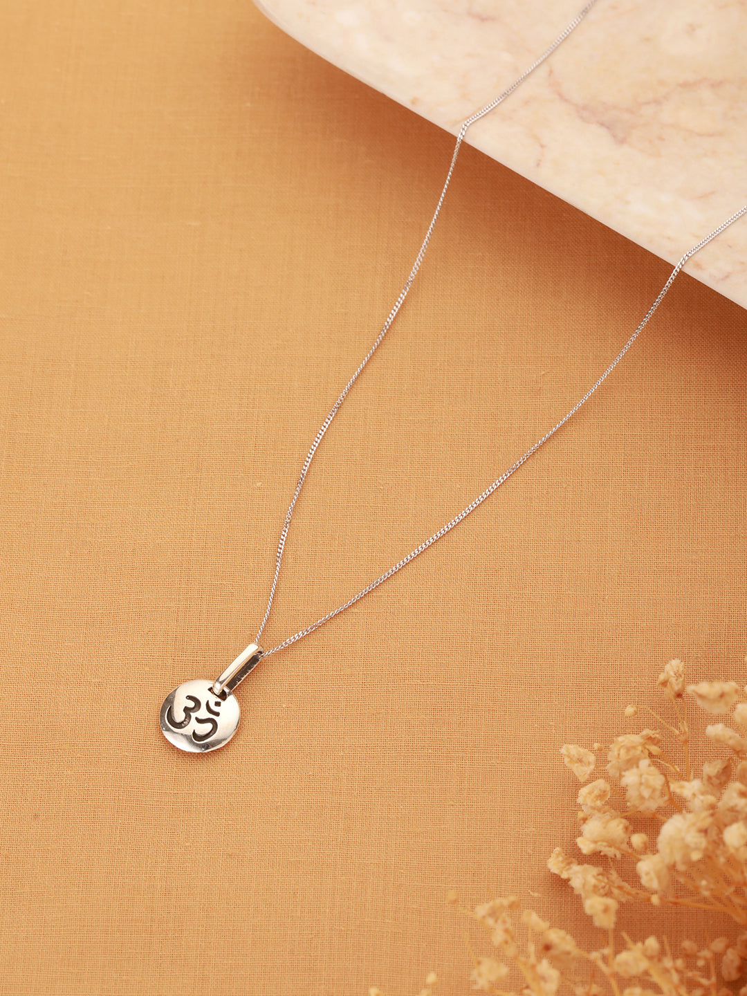 925 Sterling Silver Minimal Dailywear  Om Locket Pendant Necklace & Chain