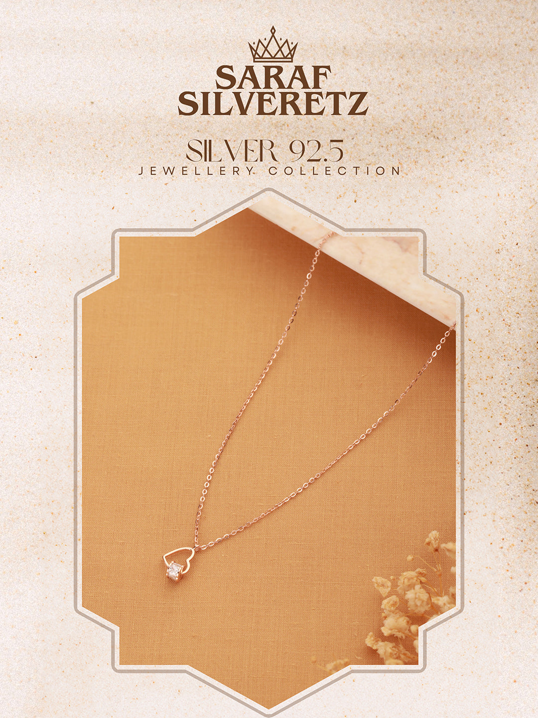 925 Sterling Silver CZ Studded Heart Shaped Minimal Pendant Necklace & Chain