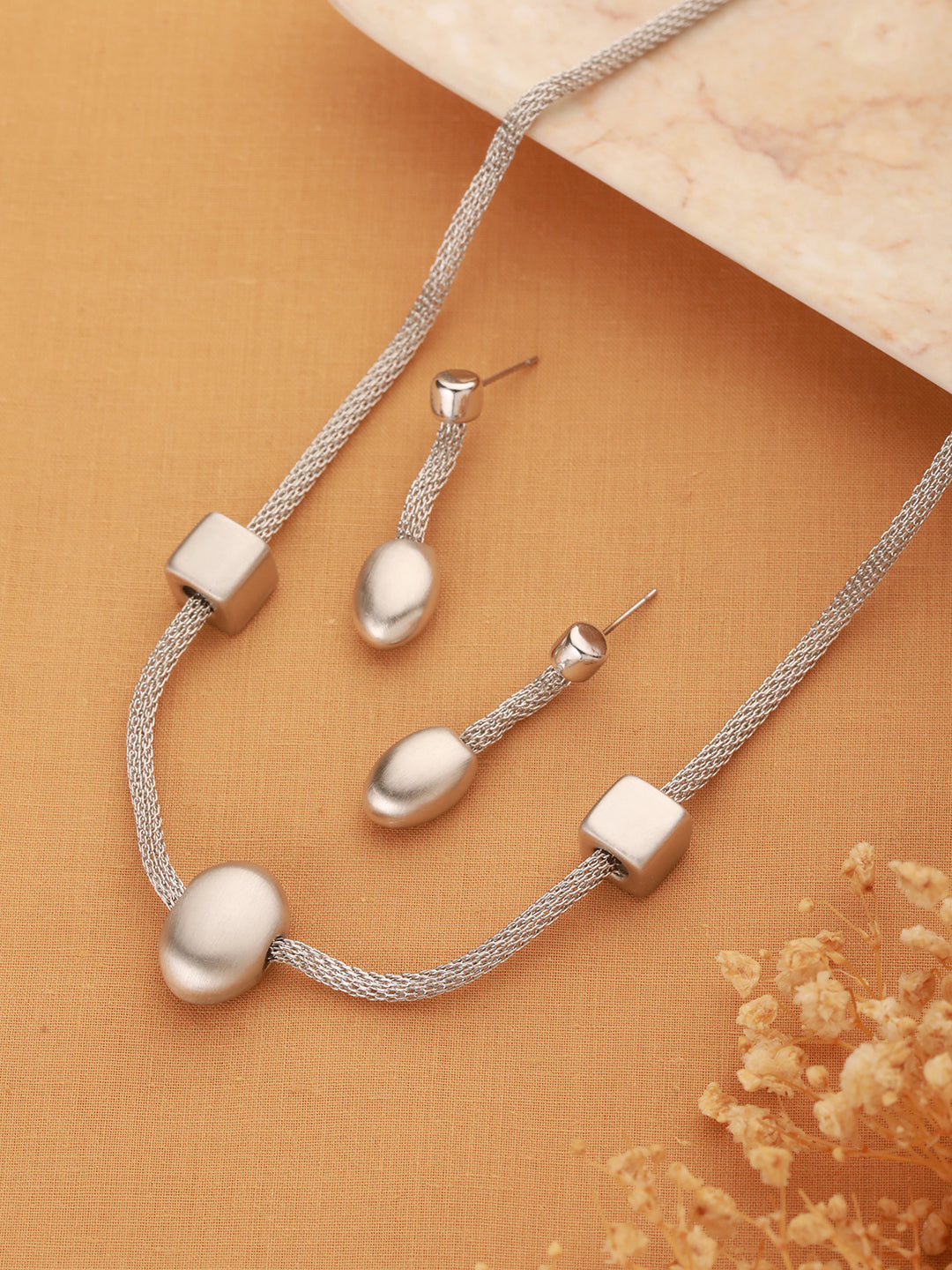 Anti-tarnish Silver Toned Trendy Chain Jewelry Set