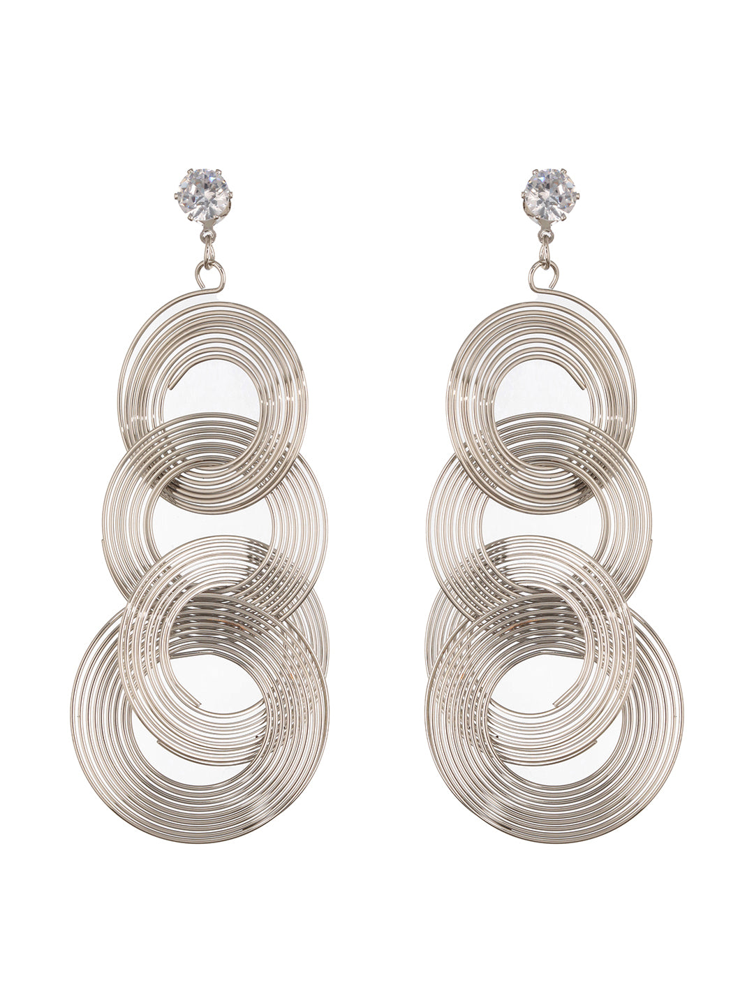 Anti-Tarnish Silver Plated Circular Drop Earrings