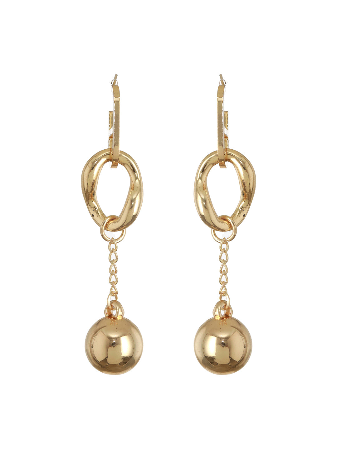 Anti-Tarnish Gold Plated Rope Ball Drop Earrings