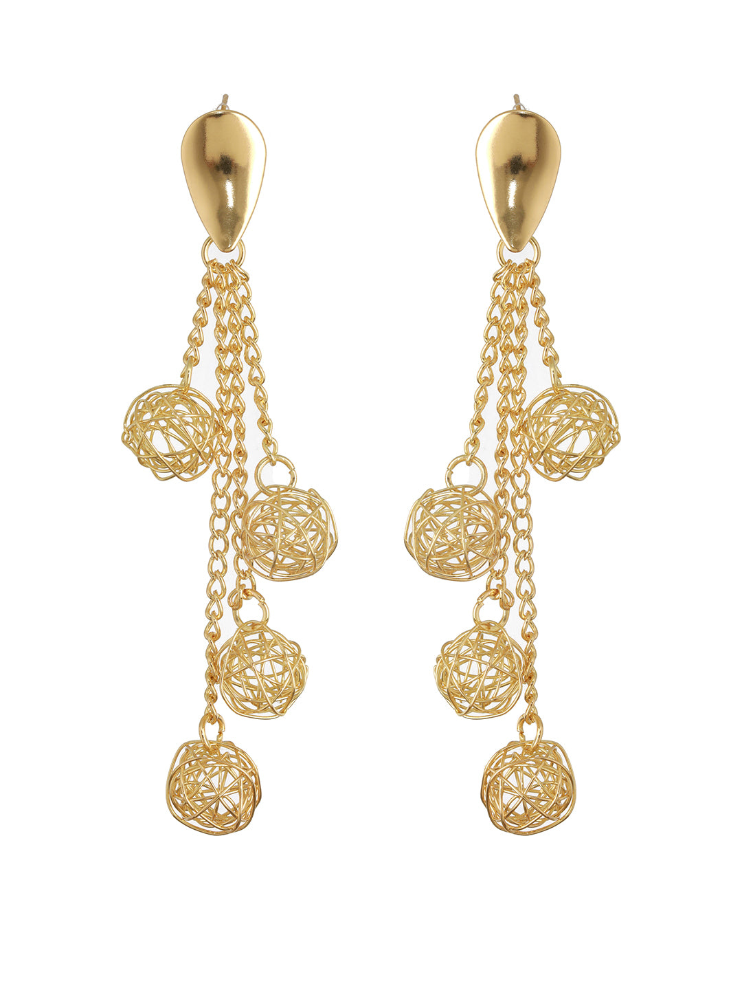 Anti-Tarnish Gold Plated Mesh Ball Drop Dangler Earrings