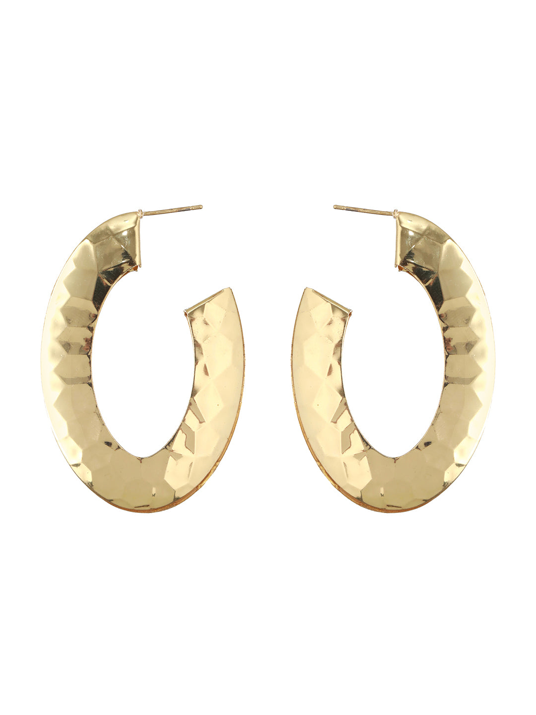 Anti-Tarnish Gold Plated Hammered Casual Hoop Earrings